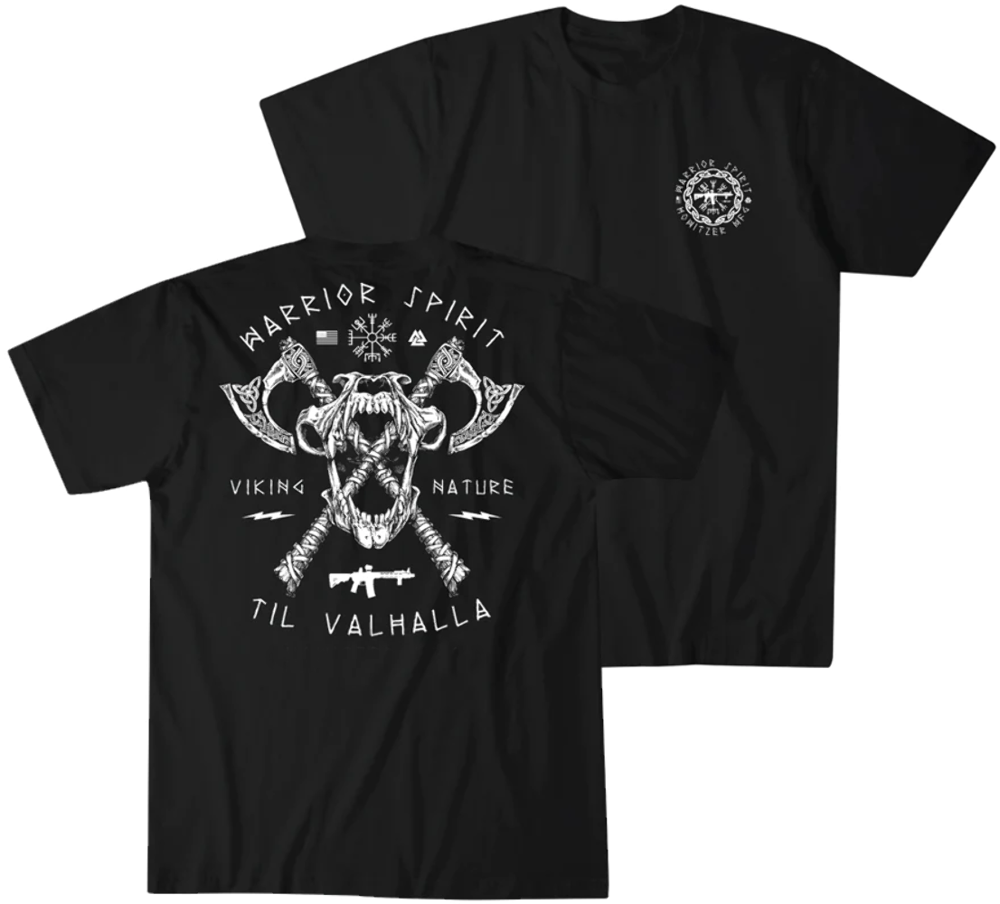 Military Shirt Men - Til Valhalla Vi king Warrior Battle