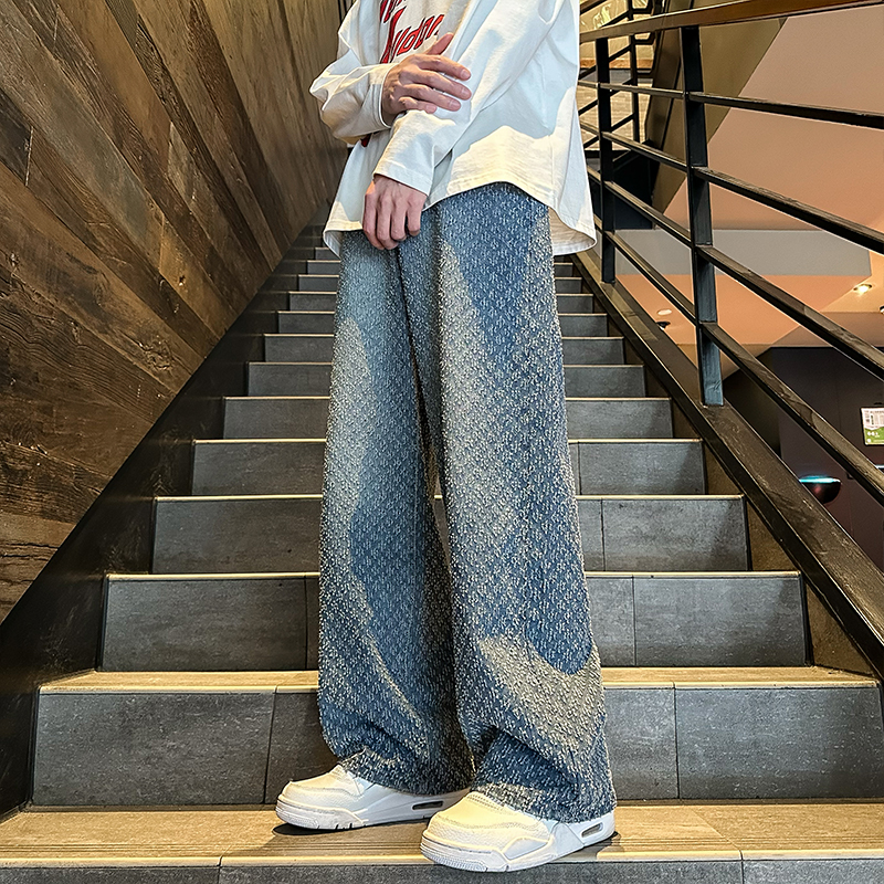 Men'S Fashion With Baggy Jeans - Jeans men Fashion hombre Jacquard Pattern