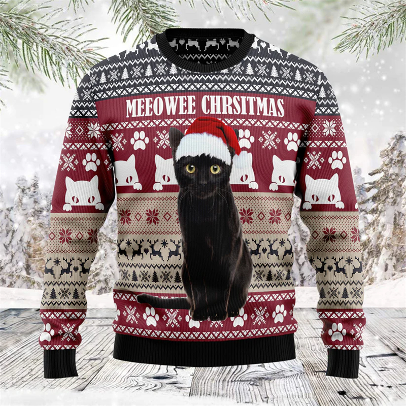 Mens Xmas Fashion - 2026 New Funny Cat Pattern Ugly