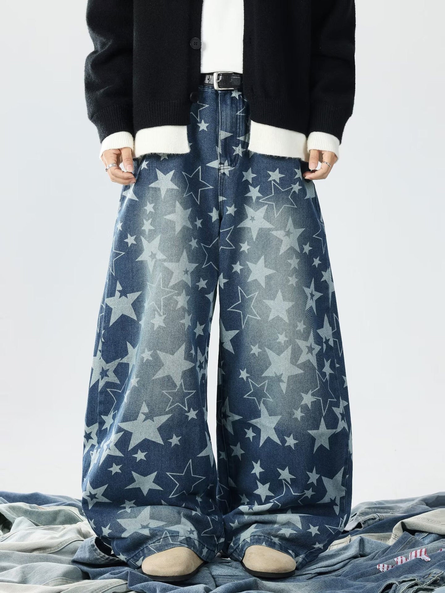 Men'S Fashion With Baggy Jeans - Fashion Y2K Wide Leg Jeans American
