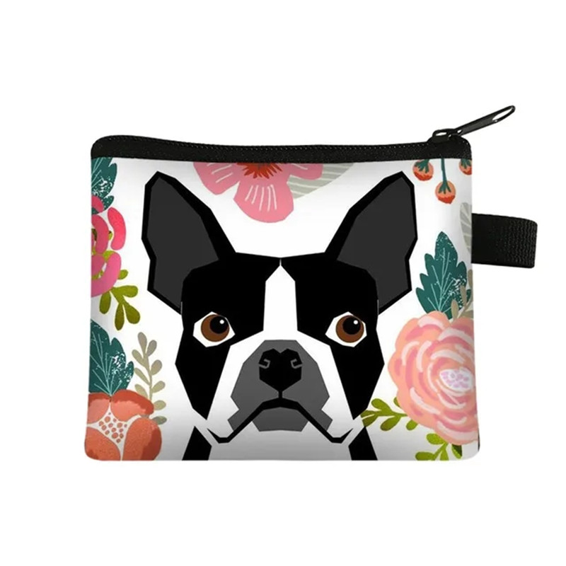 Men Fashion Kids - Cute Floral Bulldog Print Coin Purse