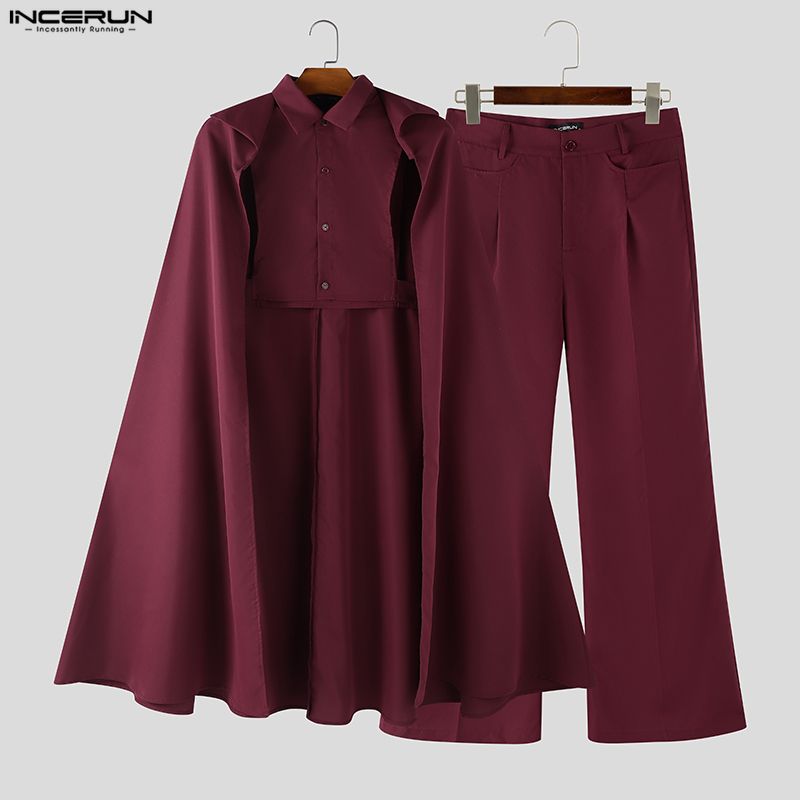 INCERUN Men Sets Solid Color L – Mens Fashion Poncho Bewertung und Preis