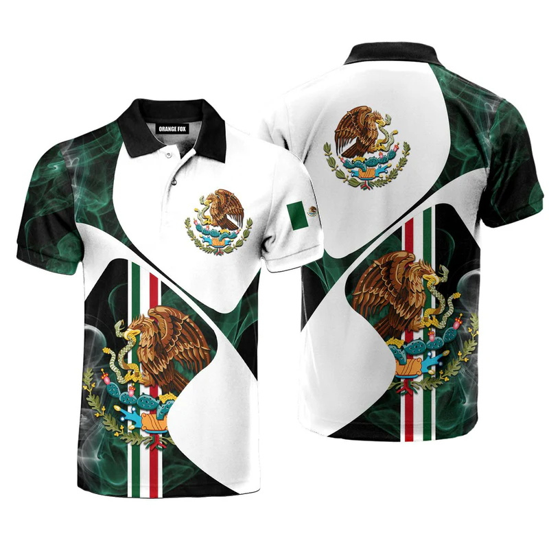 3D Print Mexico Flag Polo Shir – Mens Fashion Mexico Bewertung und Preis