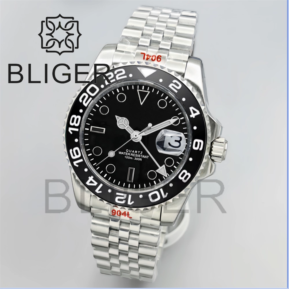 BLIGER 40mm GMT Men's Watches  – Mens Fashion Bracelet Bewertung und Preis