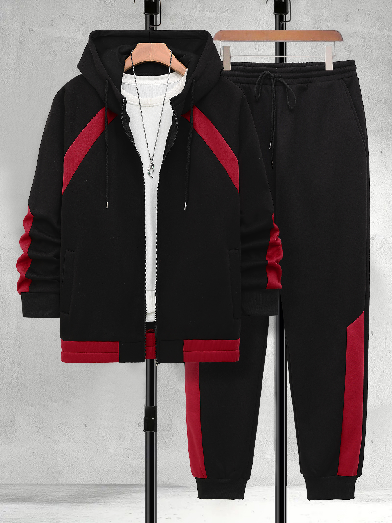 Men's Plus Size Black & Red Co – Track Suit Men Bewertung und Preis