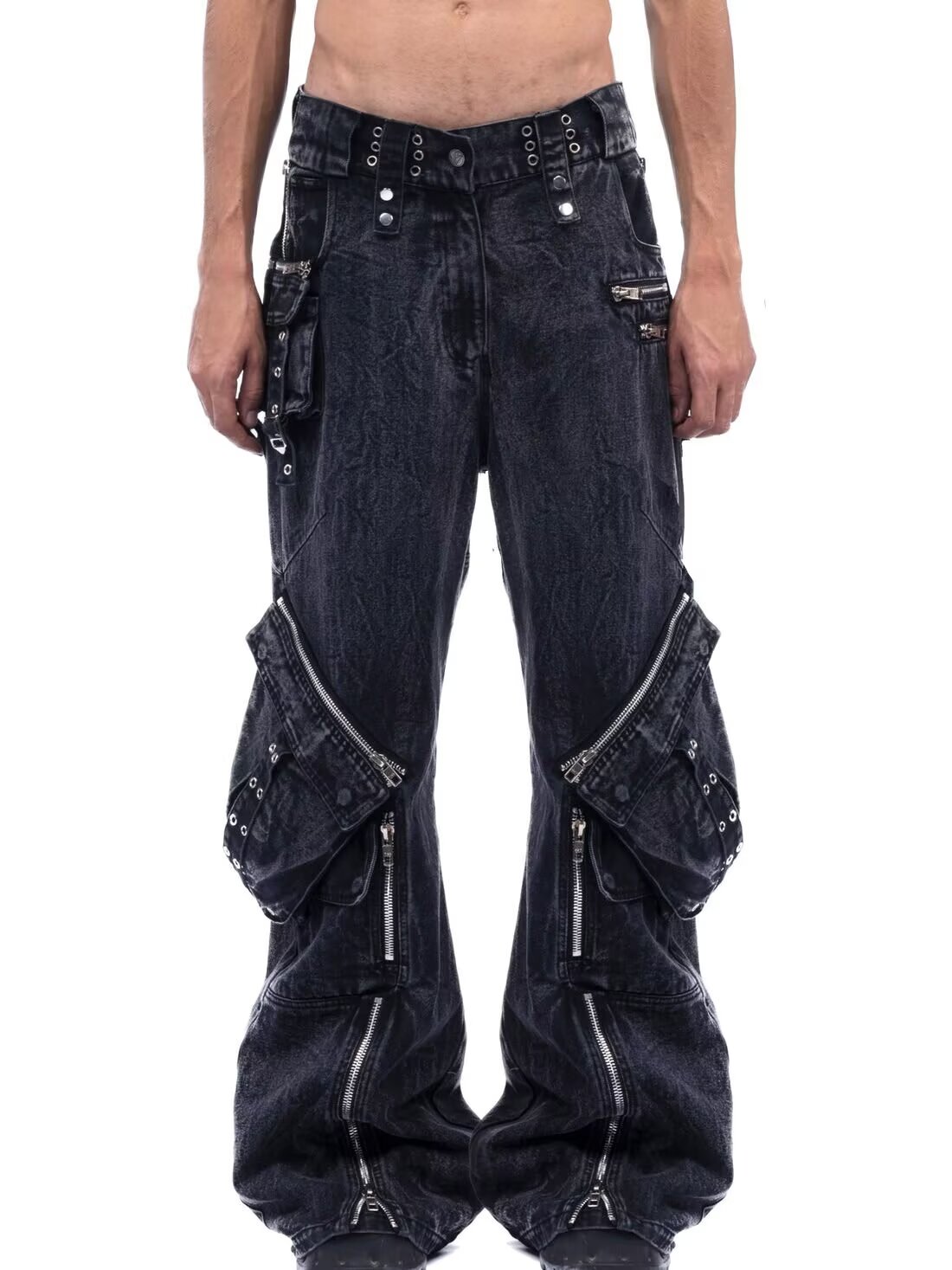Y2K Black Gothic Punk Multi-Po – Men'S Fashion With Baggy Jeans Bewertung und Preis