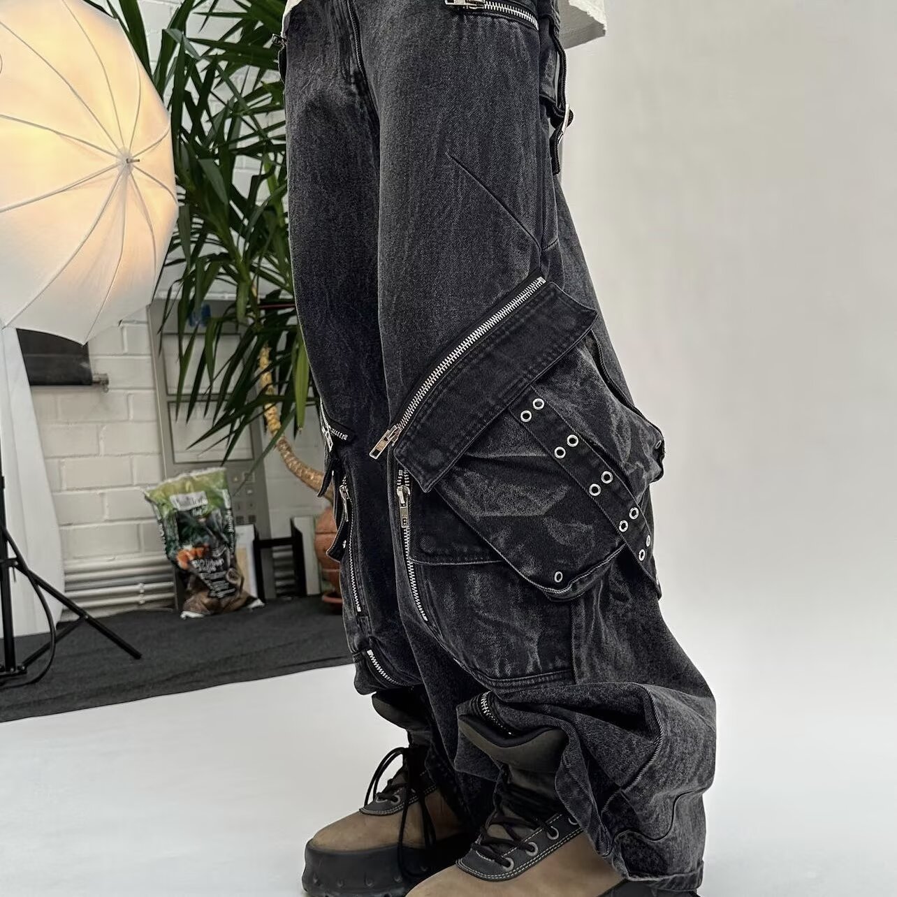 Y2K Black Gothic Punk Multi-Po – Men'S Fashion With Baggy Jeans Bewertung und Preis