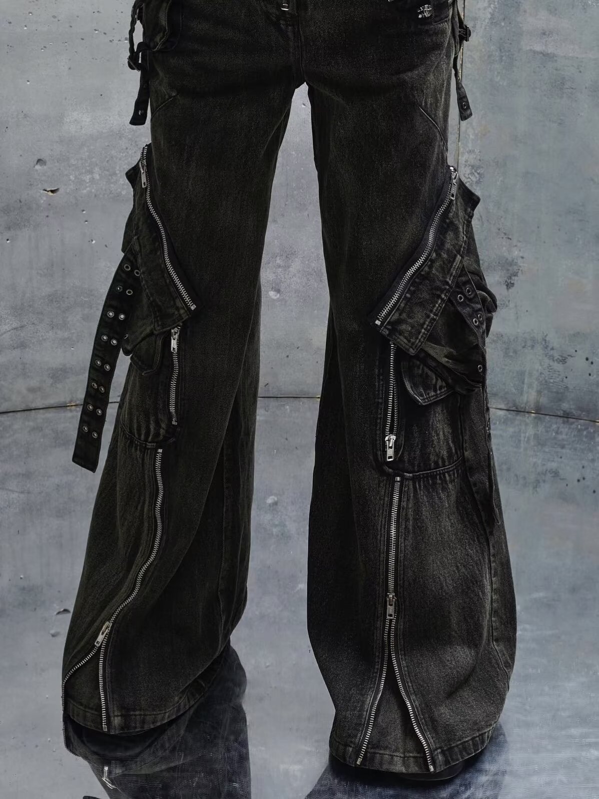 Y2K Black Gothic Punk Multi-Po – Men'S Fashion With Baggy Jeans Bewertung und Preis