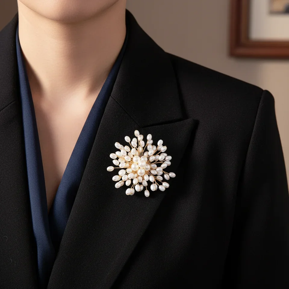 Pearl Woven Flower Brooch For  – Men'S Fashion For Wedding Bewertung und Preis
