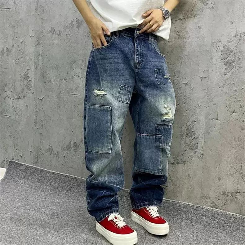 Brand Splicing Jeans Autumn Fa – Men'S Fashion With Baggy Jeans Bewertung und Preis