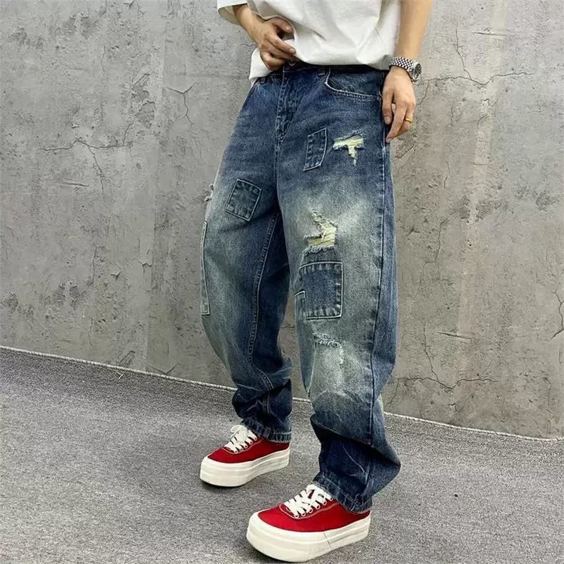 Brand Splicing Jeans Autumn Fa – Men'S Fashion With Baggy Jeans Bewertung und Preis