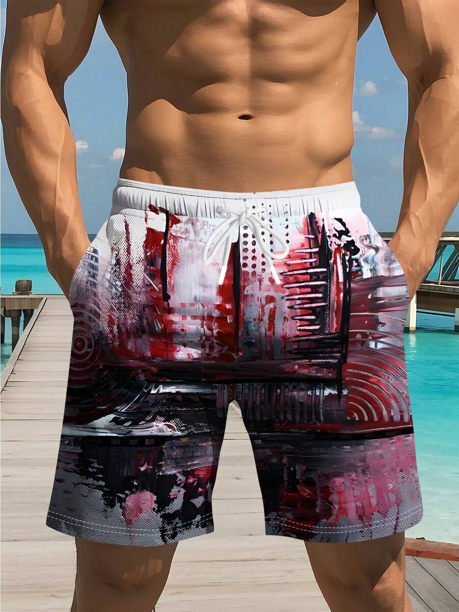 Mens Abstract Print Beach Shor – Swim Trunk Shorts Bewertung und Preis