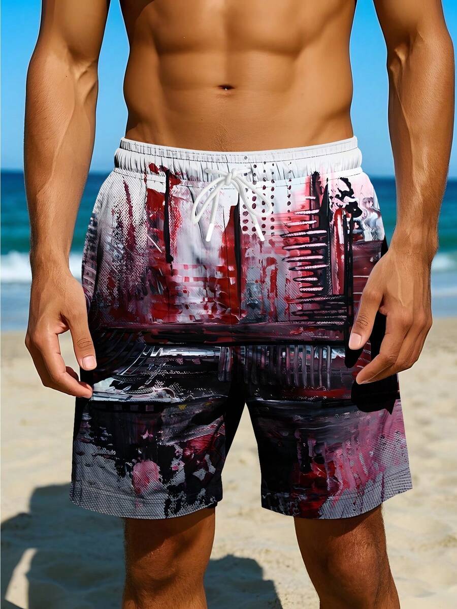 Mens Abstract Print Beach Shor – Swim Trunk Shorts Bewertung und Preis