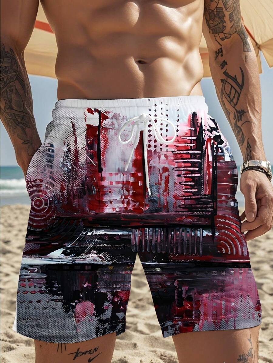Mens Abstract Print Beach Shor – Swim Trunk Shorts Bewertung und Preis