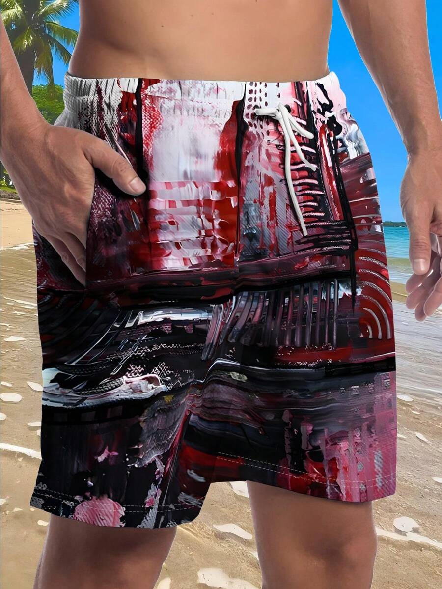 Mens Abstract Print Beach Shor – Swim Trunk Shorts Bewertung und Preis
