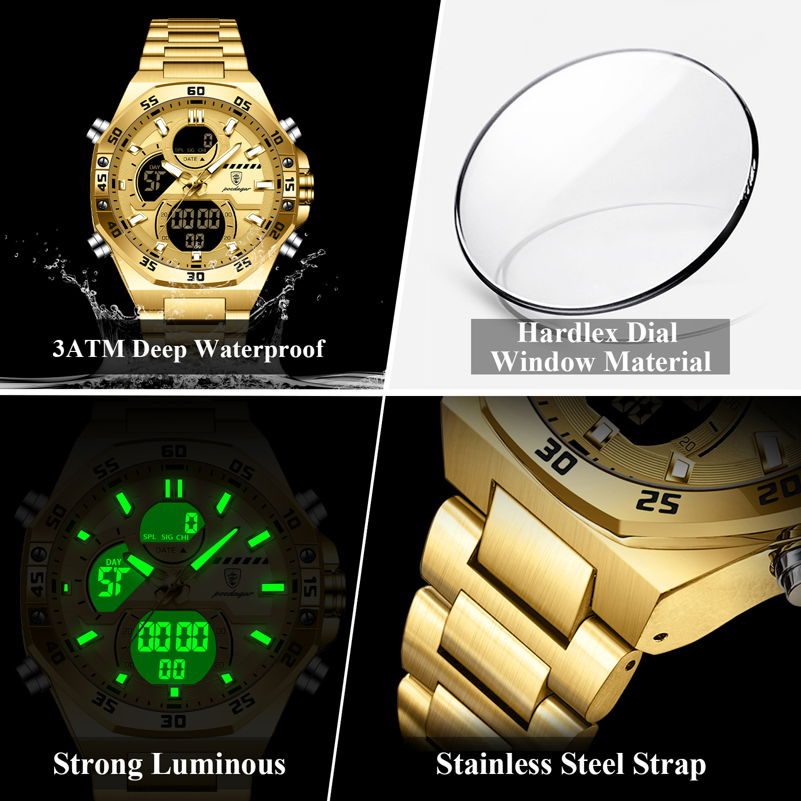POEDAGAR Sport Men Watch LED W – Mens Fashion Bracelet Bewertung und Preis