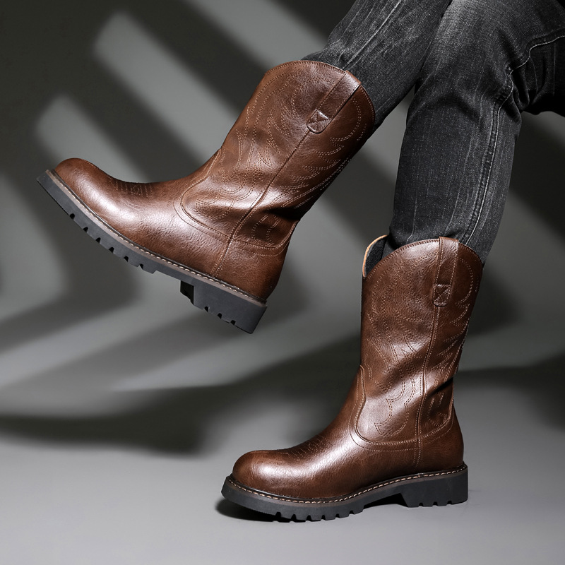 Fashion Mens Cowboy Boots New  – Men Fashion Vintage Bewertung und Preis