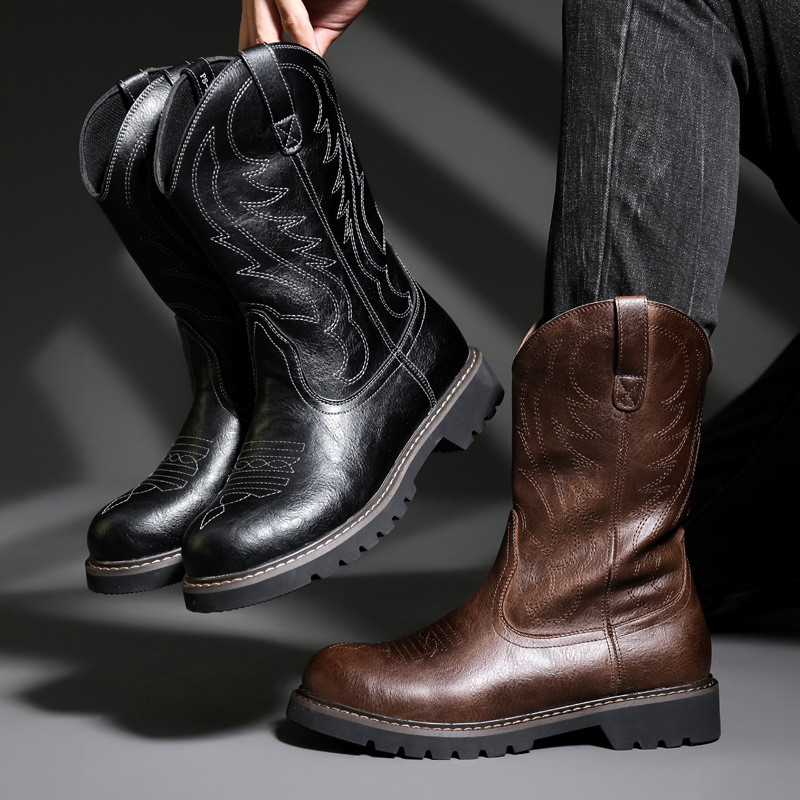 Fashion Mens Cowboy Boots New  – Men Fashion Vintage Bewertung und Preis